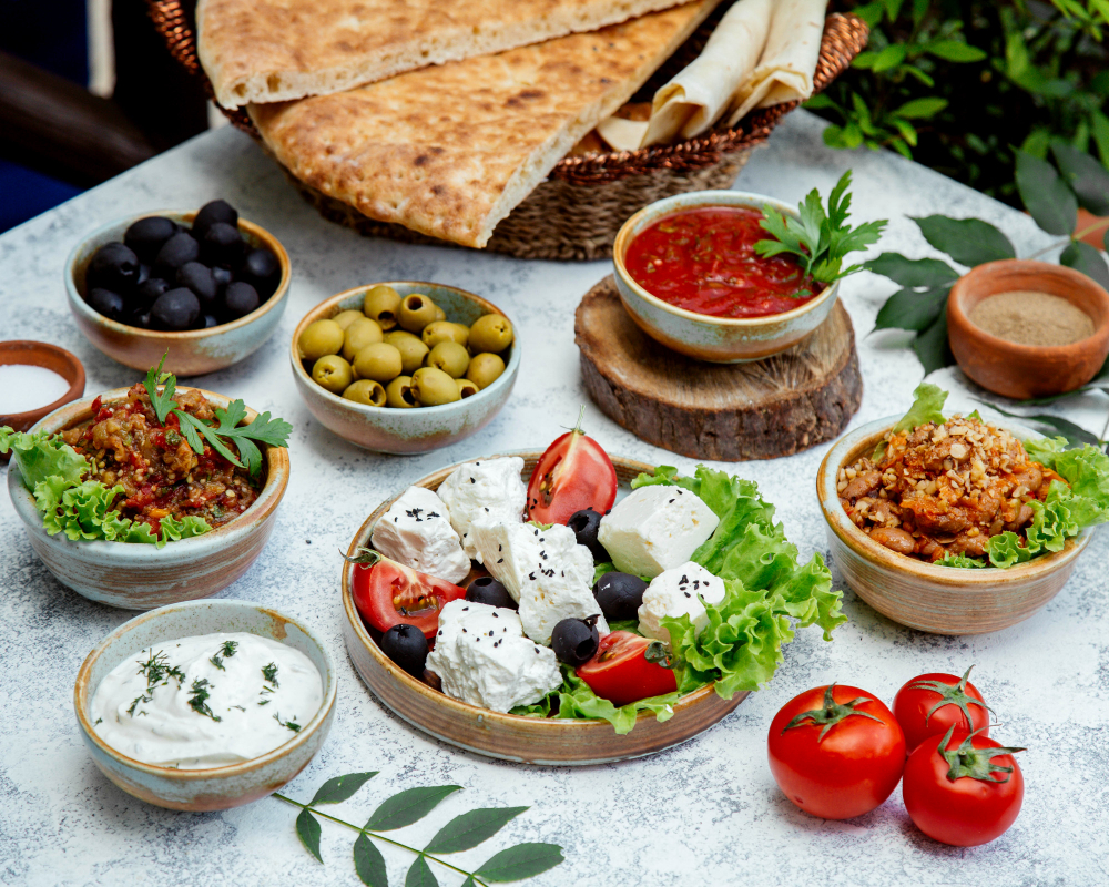 Fresh Mediterranean salad and share plates